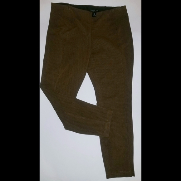 Rachel Zoe STRETCH Skinny Cigarette Pants Tummy Control Waistband Leggings Brown - Picture 2 of 6